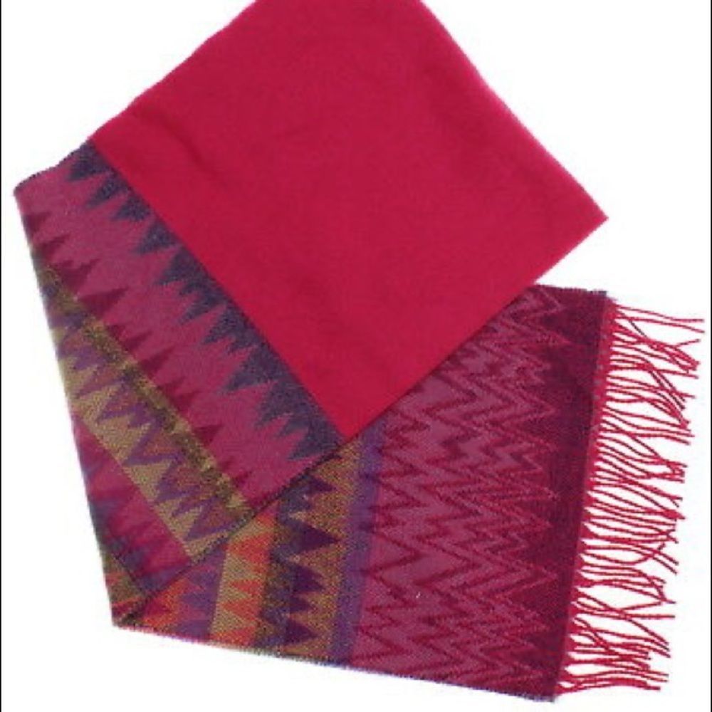 Croft & Barrow Women's Hot Pink Chevron Zig Zag Super Soft Acrylic Fringed Scarf